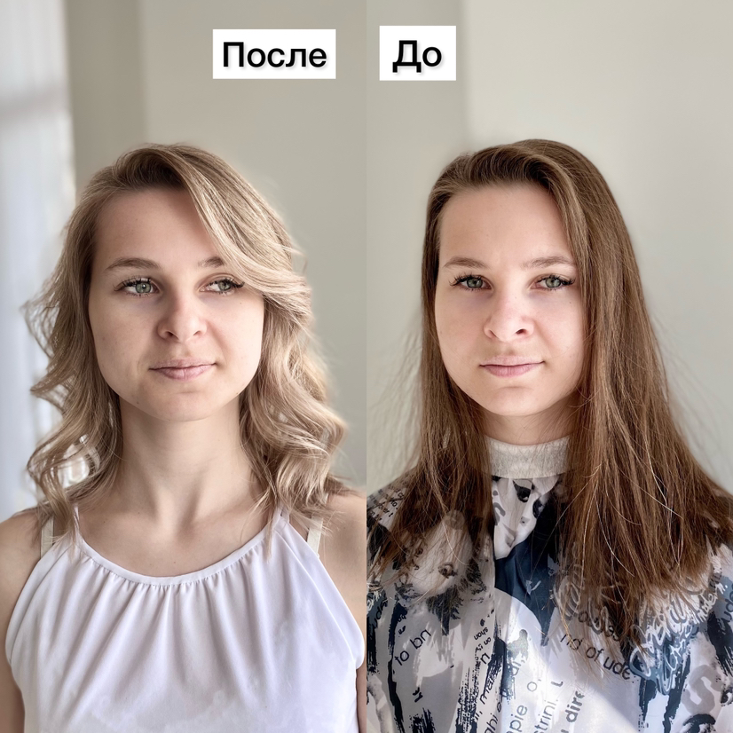 АирТач- первичное окрашивание, волосы ниже плеч.