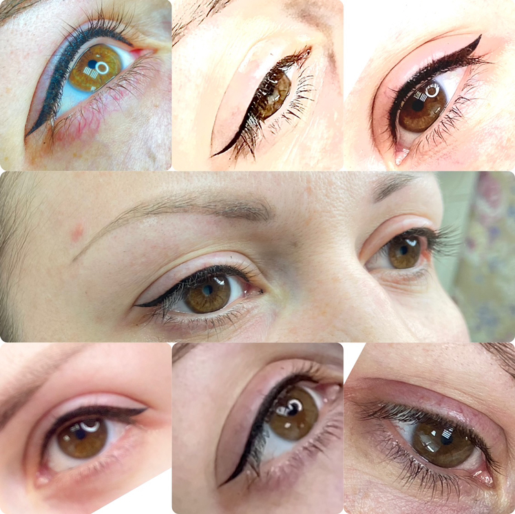 Коррекция  межресничного пространства  которая является обязательным этапом перманентного макияжа верхнего века .